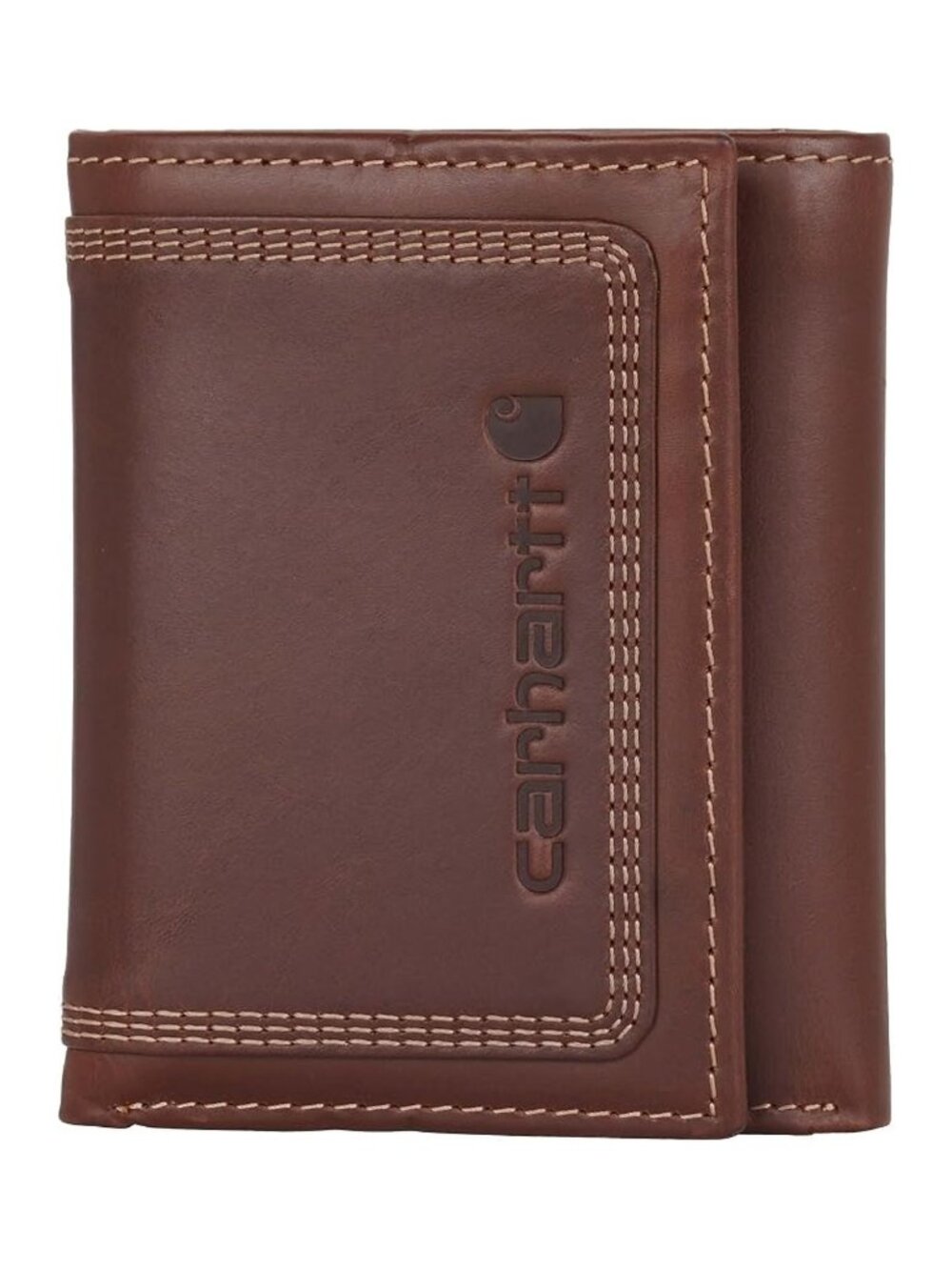 Carhartt Men’s Leather Triple Stitch Wallet, Durable Full-Grain Leather Bifold